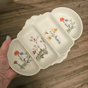 Louis Lourioux Floral Porcelain France Serving Tray Wildflowers